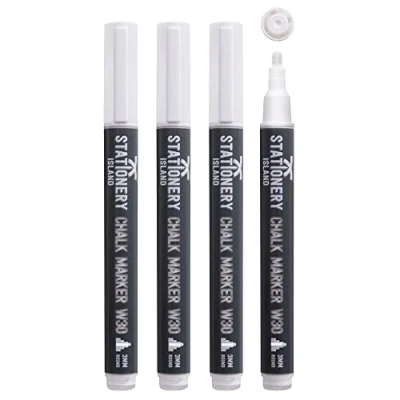 Abbildung von STATIONERY ISLAND Kreidestifte für Tafel Abwaschbar, Kreidestift Fenster 4er Pack, Weiß Kreidemarker Glas &amp; Tafeln, Fensterstifte, Zeichnung, Künstler