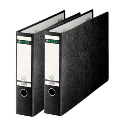 Abbildung von Leitz Qualitäts Ordner 180 A3 quer, 2er Pack, Schwarz, 80 mm Rücken, Querformat, Einband aus Hartpappe, 10730000
