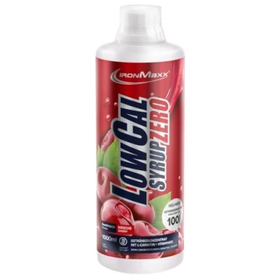 Abbildung von IronMaxx LowCal Syrup Zero Kirsche 1000ml zuckerfreies Getränkesirup 1:100 ergibt 100l Getränkemischung Getränkekonzentrat mit 22mg L Carnitin und 19mg Magnesium pro Portion