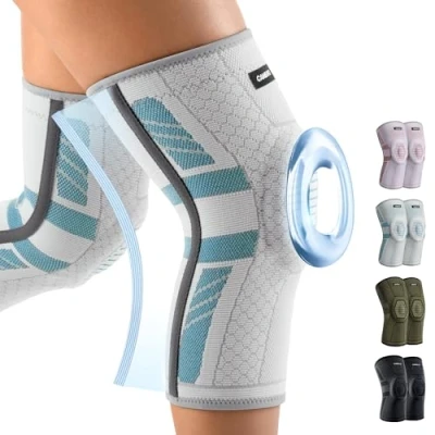 Abbildung von CAMBIVO Kniebandage Männer Damen X2 mit PMMA Stabilisatoren &amp; Patella Polster, Bandage Knie Rutschfest Atmungsaktiv, Knee Support für Meniskusriss, Arthritis, ACL, Gelenkschmerzen, Sport
