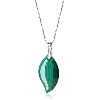 Abbildung von COAI Geschenkideen 925 Sterling Silber Glückskette Blatt Anhänger Laub aus Malachit
