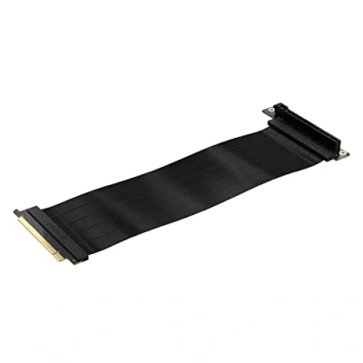 Abbildung von Corsair Premium PCIe 4.0 x16 Verlängerungskabel, 300 mm, EMI geschirmt, 90 weiblicher Anschluss, abwärtskompatibel mit 3.0 Systemen, Schwarz
