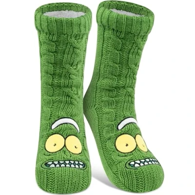 Abbildung von United Labels Rick and Morty Hüttensocken Haussocken mit Sherpa Futter für Herren Kuschelsocken Flauschige Wintersocken warme Männer Socken OneSize Grün