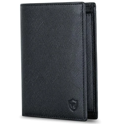 Abbildung von VON HEESEN Leder Geldbörse RFID Schutz I Echtleder Geldbeutel für Damen &amp; Herren Portemonnaie Brieftasche Wallet Portmonee (Saffiano Schwarz)