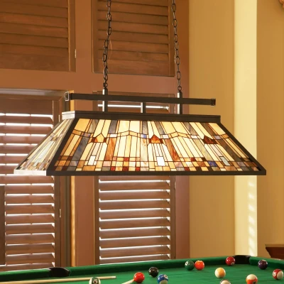 Abbildung von Quoizel QZ Inglenook ISLE Kronleuchter 3xE27 H:44,5 L:40,6 B:120,7 im Tiffany Stil