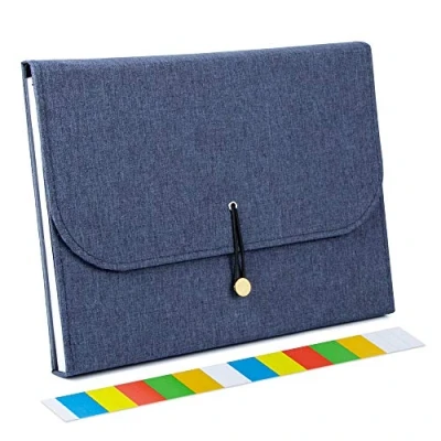 Abbildung von Uquelic Dokumentenmappe, ausziehbar, aus Oxford, mit 13 Taschen, Briefformat, A4, Akkordeon, Dokument (blau)