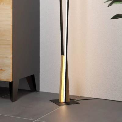 Abbildung von EGLO LED Stehlampe Panagria, minimalistische Eck Standleuchte, Stehleuchte aus Aluminium, Stahl und Holz in Schwarz Braun, FSC100HB, Lampe Wohnzimmer warmweiß