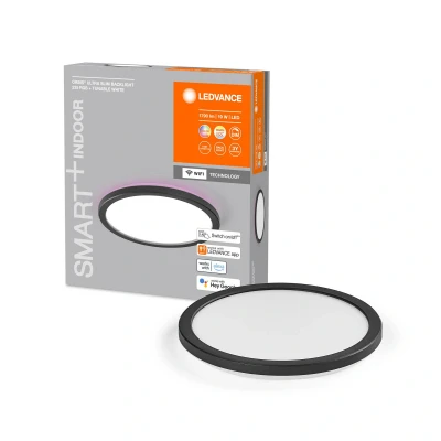 Abbildung von LEDVANCE SMART+ ORBIS WiFi Panelleuchte, schwarz, 19W, 1790lm, 235mm, regulierbares Weißlicht (2700K 6500K), Rahmen mit RGB Farblicht, dimmbar, steuerbar per App, kompatibel Amazon, Google und Co.