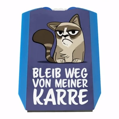 Abbildung von Bleib Weg von meiner Karre Parkscheibe mit Katze 2 Einkaufswagenchips Zeige Dieser grummeligen DASS Man deinem Auto Besser Abstand hält Vorderseite gemäß StVO