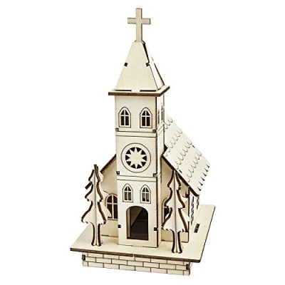 Abbildung von Ideen mit Herz Kirche, Holz, zum Zusammenbauen, 22,5cm x 11,5cm 13,5cm