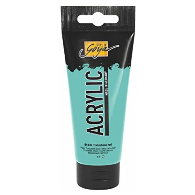 Abbildung von KREUL 84139 Solo Goya Acrylic, 100 ml Tube in türkisblau hell, cremige vielseitig einsetzbare Acrylfarbe Studienqualität, auf Wasserbasis, schnell und matt trocknend, gut deckend, wasserfest