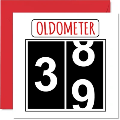 Abbildung von Lustige Karten zum 39. Geburtstag für Männer und Frauen Oldometer Glückwunschkarte Vater Mutter Sohn Tochter Bruder Schwester 145mm Grußkarten Karte