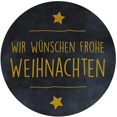 Abbildung von AVERY Zweckform 200 Aufkleber Frohe Weihnachten (Made in Germany, Ø38 mm, schwarze Weihnachtssticker goldene Schrift, selbstklebende Weihnachtsdeko Geschenke, Karten, Tüten) Sticker auf Rolle, 3846