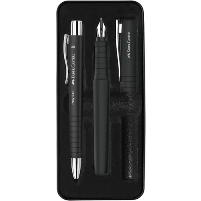 Abbildung von FABER CASTELL 241050 Schreibset Poly Pen mit Kugelschreiber und Füller, schwarz