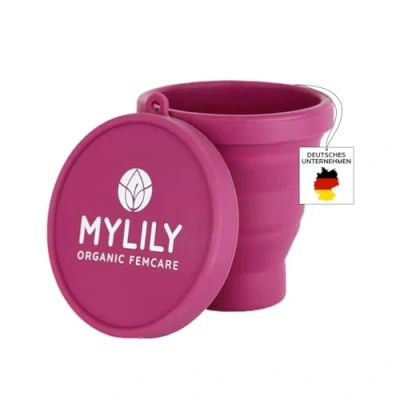 Abbildung von MYLILY® Menstruationstassen Becher zur Reinigung und Aufbewahrung Sterilisator für alle Arten von Faltbares Case die Mikrowelle 100% medizinisches Silikon (Beere)