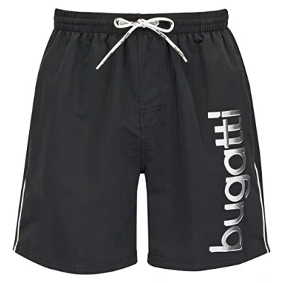 Abbildung von Bugatti Herren Badeshort in Marineblau, türkis oder schwarz, Black, L
