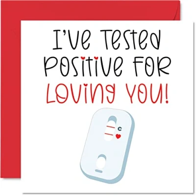 Abbildung von Lustige Jubiläumskarte für Sie und Ihn, getestet positiv Loving You Liebe Valentins Karte Freund, Freundin, Ehemann, Ehefrau, Partner, 145 mm x mm, romantische Grußkarten Verlobte