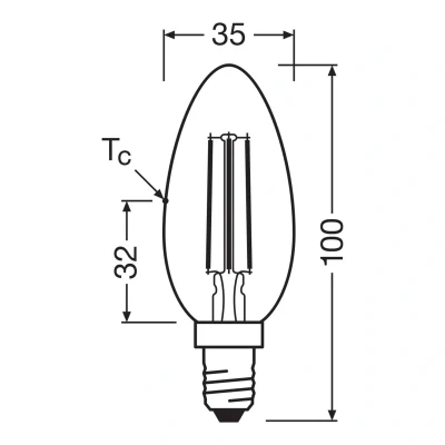 Abbildung von OSRAM LED Leuchtmittel Kerze Filament E14 3,8W 4000K 806lm