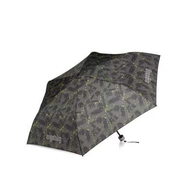 Abbildung von ergobag Regenschirm Kinderschirm für die Schultasche, ultraleicht und klein mit Tasche, reflektierend windfest MähdreschBär Grau