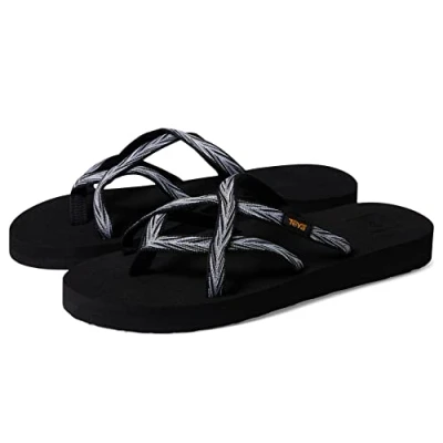 Abbildung von Teva Olowahu Trekkingsandale, Damen, Größe: 39, Palms black/white Schuhe
