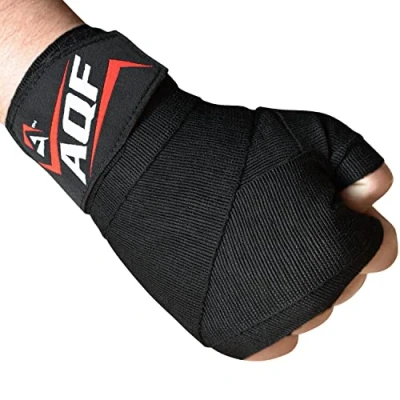 Abbildung von AQF Boxbandagen Für Kampfsport 4 Meter Elastische Boxhandschuhe Innerer Handschuhe Schutz Bandagen Boxen MMA &amp; Cross Fitness Harren Damen (Schwarz)