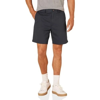 Abbildung von Amazon Essentials Herren Klassisch Geschnittene Chinoshorts, 18 cm, Marineblau, 33W