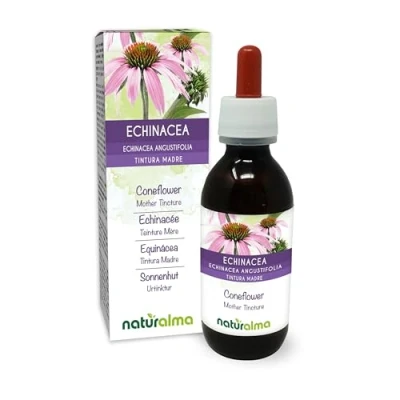 Abbildung von Sonnenhut (Echinacea angustifolia) Wurzeln Alkoholfreier Urtinktur Naturalma Flüssig Extrakt Tropfen 120 ml Nahrungsergänzungsmittel Veganer
