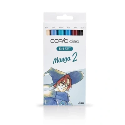 Abbildung von COPIC Ciao Marker 5+1 Set &quot;Manga 2&quot;, 5 Allround Layoutmarker mit einer mittelbreiten und Brush Spitze, inkl. 1 Multiliner 0,3 mm