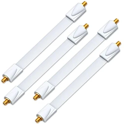 Abbildung von deleyCON 4x Fensterdurchführungen SAT Kabel 17cm Flexibel 26cm Länge Kupplung Fenster &amp; Türen Vergoldet Extrem Flach Geschirmt Klebepads Weiß