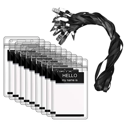 Abbildung von Ausweishülle mit Band, Zalava 40 Stück Kartenhalter Ausweishalter Lanyard wasserdicht Karten Schutzhülle für Business, Ausstellung, Büro und Schule (Schwarz 2)