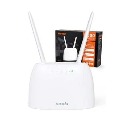 Abbildung von Tenda 4G06 4G Volte WLAN Router für SIM Karten (150 Mbit/s im Download, 50 Upload, 300 2,4GHz), 2 Abnehmbare Antennen, Plug &amp; Play, Kein Lock, LAN/WAN Port Tel Port, Weiß