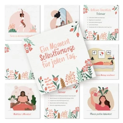 Abbildung von Logbuch Verlag Geschenk Frau Weihnachten 38 Selbstfürsorge Karten Selbstliebe Achtsamkeit Motivation Selfcare Set 10 x cm