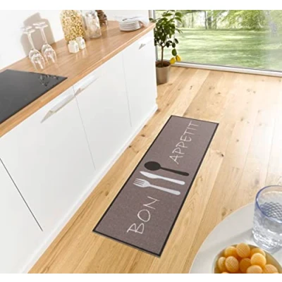 Abbildung von Hanse Home Cook &amp; Clean Küchenläufer Küchenteppich Bon Appetit Motiv Teppichläufer rutschfest Pflegeleicht Teppich Läufer für Küche, Flur, Eingangsbereich, Esszimmer 50x150cm