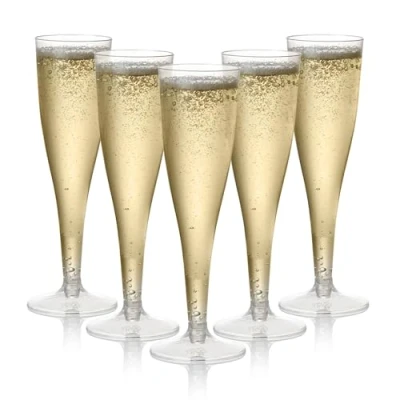 Abbildung von MATANA 48 Premium Elegante Sektgläser Plastik, 133ml Mehrweg Cocktailgläser, Champagner Gläser aus Kunststoff, Sektflöten, Proseccogläser für Hochzeiten, Geburtstage, Partys