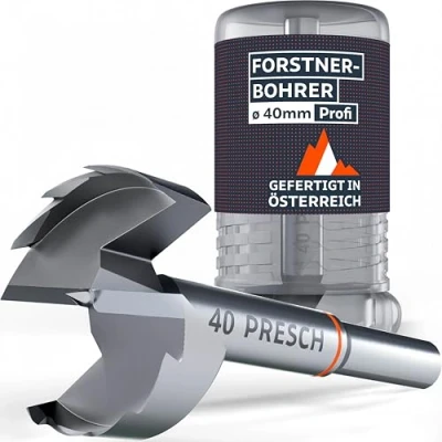 Abbildung von Presch Forstnerbohrer Ø 40mm Extrem scharfer, langlebiger Astlochbohrer Hochpräzise Zentrierspitze für perfekten Rundlauf Zuverlässige Leistung dank optimierter Standzeit