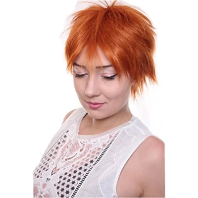 Abbildung von Prettyland Rot orange kupfer copper Kurze Perücke Kurzhaar Pixie Fransig Manga Anime Damen Herren Wig C1419