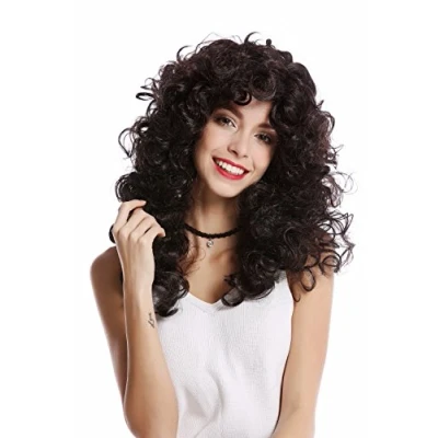 Abbildung von WIG ME UP 0051 P30/P103 Perücke Damen Karneval Halloween super voluminöse Locken Lockenpracht Mähne Schwarz Braun gesträhnt lang