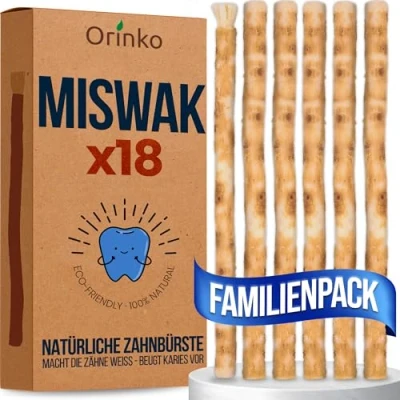 Abbildung von 100% Natürliche Miswak Zahnbürste für Weiße Zähne und Mundhygiene Umweltfreundliche Siwak Holz Frischen Atem Set aus 18 Nachhaltigen Zahnreinigungsstäben ORINKO