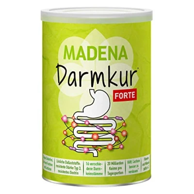 Abbildung von MADENA Darmkur Forte, 20 Milliarden Darmbakterien pro Portion, Ballaststoffe Resistente Stärke Typ 3, Maisdextrin, 16 Bakterienstämme, hochdosiert, Multivitamin, vegan