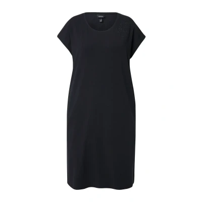 Abbildung von Ulla Popken Ziersteine Rundhals Halbarm Jerseykleid, Damen, Größe: 50/52, Black