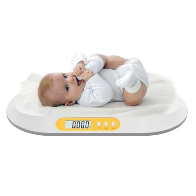 Abbildung von BabyScale Digitale Babywaage. LCD Hintergrundbeleuchtung. Tara und Hold Funktion. Integriertes Längenmaß. Kapazität bis 20 kg (44 lb). Misst in Pfund, Kilo Unzen. Batterien inklusive.