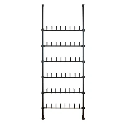 Abbildung von WENKO Teleskop System Herkules Shoes Schwarz, individuell verstellbares Schuhregal für 48 Paar Schuhe &amp; Stiefel, den begehbaren Kleiderschrank, 94 x 165 300 9 cm, aus Metall in Schwarz matt
