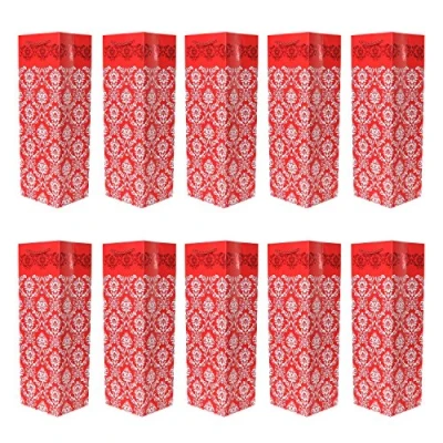 Abbildung von 10er Packung edle Flaschentüten Geschenktüten rot für Wein Sekt und Champagner geeignet 36x12x10