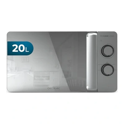 Abbildung von Cecotec Mikrowelle mit Grill Proclean 3060 Flatbed Mirror, 20 l, 700 W, 6 einstellbare Stufen, flacher Hohlraum für große Speisen, Spiegel und Metalldesign, 3DWave Technologie gleichmäßiges Garen