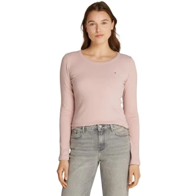 Abbildung von Tommy Hilfiger SLIM Langarmshirt, Damen, Größe: XXL, Foggy pink