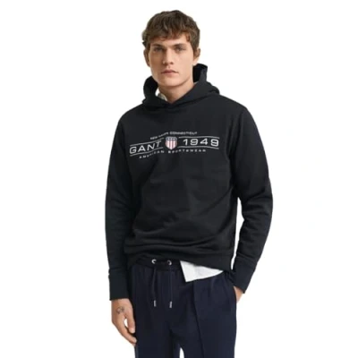 Abbildung von GANT Graphic Hoodie Kapuzenpullover, Herren, Größe: Small, Black