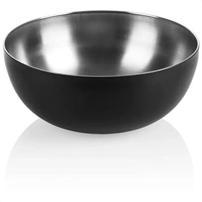 Abbildung von com four® Rührschüssel aus Edelstahl und schwarzer Außenbeschichtung als Salatschüssel, Obstschalschüssel oder einfach Dekoschale verwendbar. (1 Stück Ø 24cm schwarz)