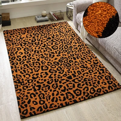 Abbildung von OTTO home Wollteppich "Gabbo Leo, Leopardenmuster, handgearbeitet" rechteckig 14 mm Höhe reine Wolle, Uni, Wohnzimmer, Schlafzimmer, Esszimmer
