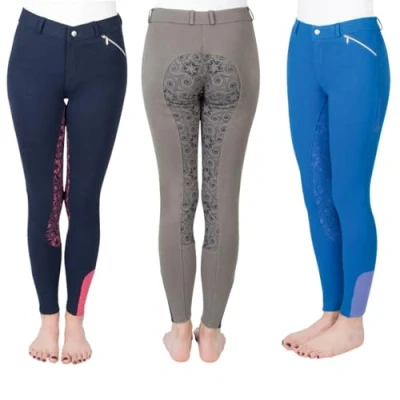 Abbildung von PFIFF Mädchen Reithose Zahra Vollbesatz Silikon Grip, Blau/Pink, 110, 102604 111 110