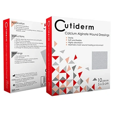 Abbildung von Cutiderm Wundkompresse, Kalziumalginat, niedrig haftend, 5 cm x 10 Stück